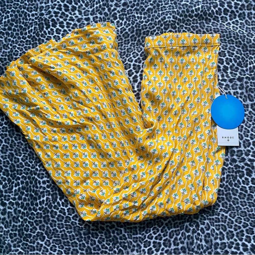 Dainty Lotus Print Midi Skirt - RHODE × Target Yellow/Turquoise NWT - Picture 9 of 10